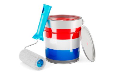 Luxembourgish flag on the paint can, 3D rendering isolated on white background			
