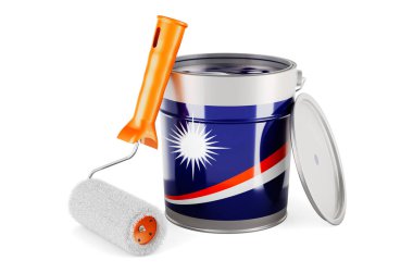 Marshallese flag on the paint can, 3D rendering isolated on white background		