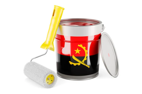 Angolan Flag Paint Can Rendering Isolated White Background — 스톡 사진