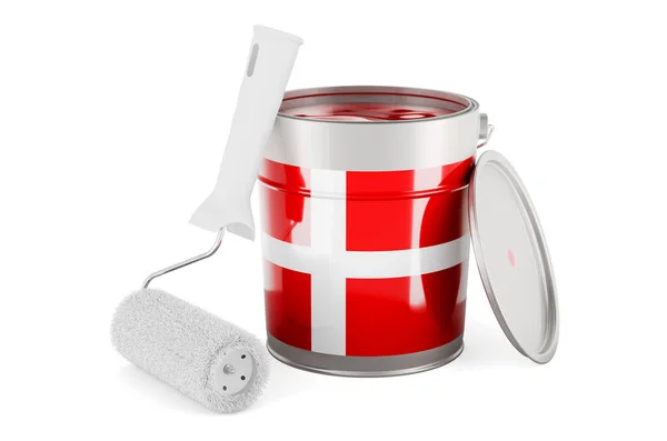 Danish Flag Paint Can Rendering Isolated White Background — Stok Foto