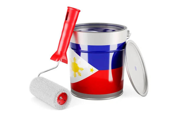 Filipino Flag Paint Can Rendering Isolated White Background —  Fotos de Stock