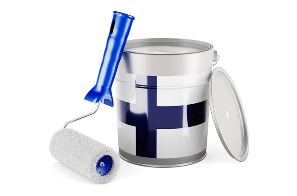 Finnish Flag Paint Can Rendering Isolated White Background — Fotografia de Stock