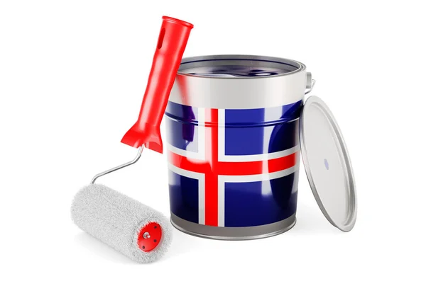 Icelandic Flag Paint Can Rendering Isolated White Background — Fotografia de Stock