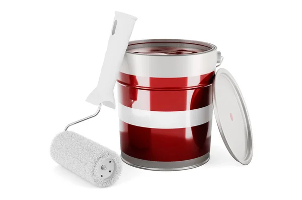 Latvian Flag Paint Can Rendering Isolated White Background — Stockfoto