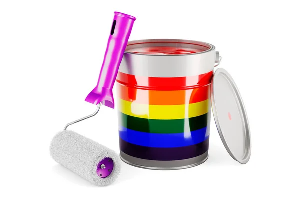 Lgbt Flag Paint Can Rendering Isolated White Background — 图库照片