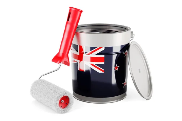 New Zealand Flag Paint Can Rendering Isolated White Background — Stockfoto