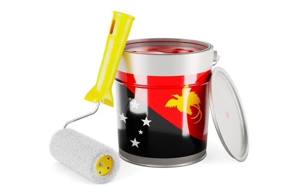 Papuan New Guinean Flag Paint Can Rendering Isolated White Background — Stok Foto