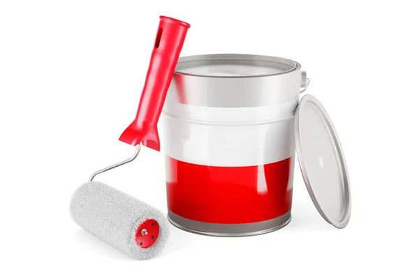 Polish Flag Paint Can Rendering Isolated White Background — Foto de Stock