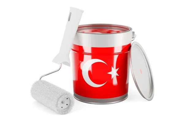 Turkish Flag Paint Can Rendering Isolated White Background — Stockfoto