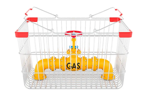Shopping Basket Gas Pipeline Rendering Isolated White Background — 스톡 사진