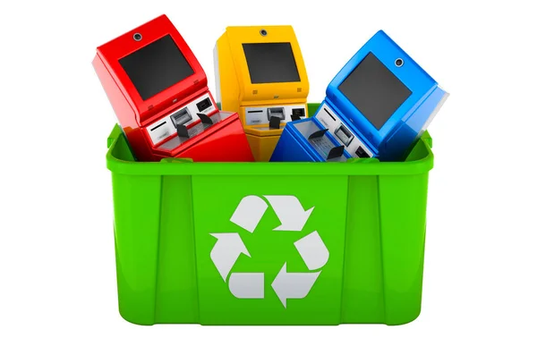 Recycling Trashcan Digital Touchscreen Terminals Rendering Isolated White Background — Foto de Stock