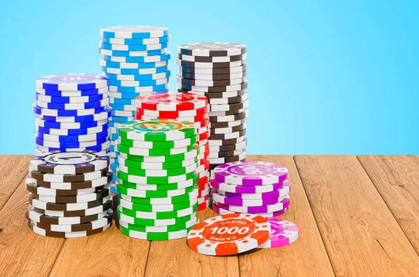 Casino Tokens Planks Rendering — Stock fotografie