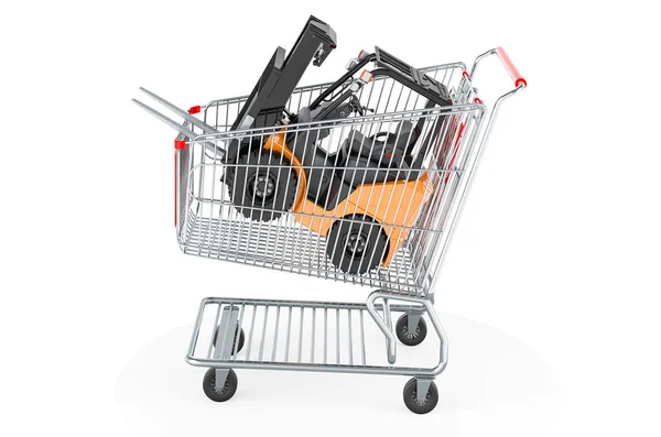 Shopping Cart Forklift Truck Rendering Isolated White Background — 스톡 사진