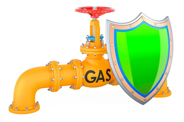 Gas Pipeline Shield Rendering Isolated White Background —  Fotos de Stock
