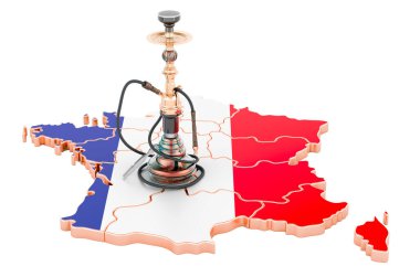 Hookan on French map, 3D rendering isolated on white background