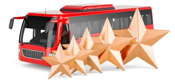 Bus Five Golden Stars Rendering Isolated White Background — Stockfoto