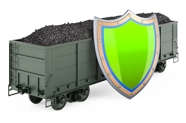 Mineral Wagon Coal Shield Rendering Isolated White Background — Stock fotografie