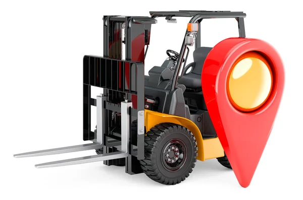 Forklift Truck Map Pointer Rendering Isolated White Background — Zdjęcie stockowe