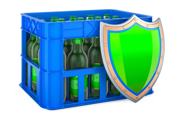 Beer Crate Shield Rendering Isolated White Background — Stockfoto