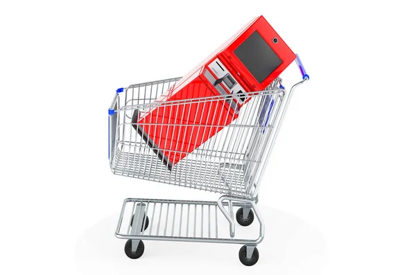 Shopping Cart Financial Services Kiosk Digital Touchscreen Terminal Rendering Isolated — Stock fotografie