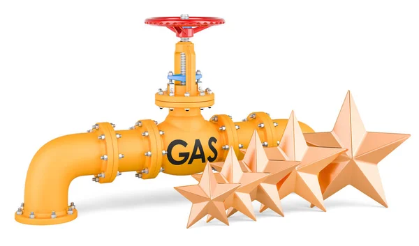 Gas Pipeline Five Golden Stars Rendering Isolated White Background —  Fotos de Stock