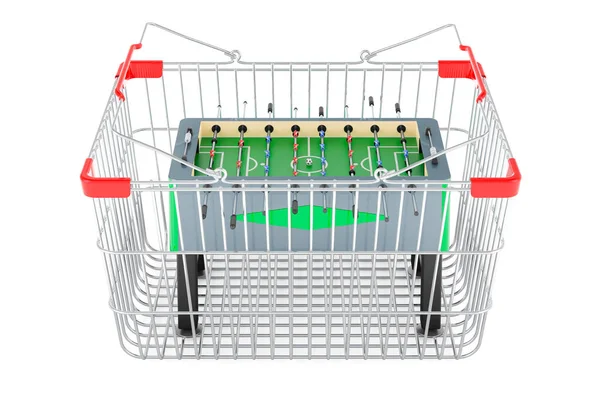 Shopping Basket Table Football Rendering Isolated White Background — 图库照片