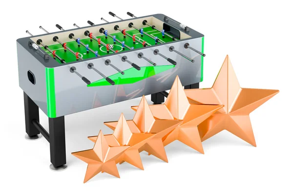 Table Football Five Golden Stars Rendering Isolated White Background — Stock Photo, Image