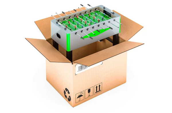 Table Football Cardboard Box Delivery Concept Rendering Isolated White Background —  Fotos de Stock