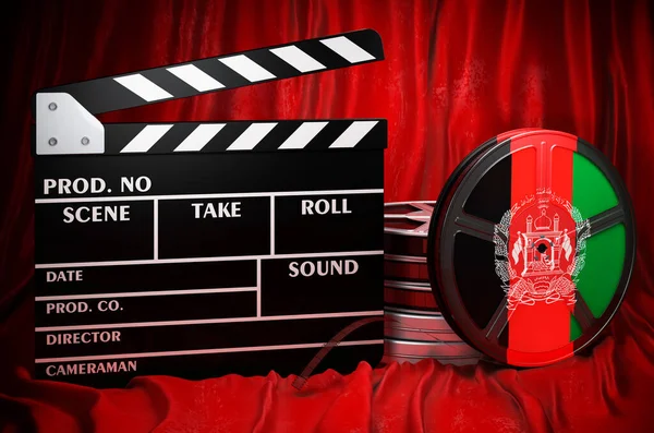 Afghan Cinematography Film Industry Cinema Afghanistan Concept Clapperboard Film Reels — Fotografia de Stock