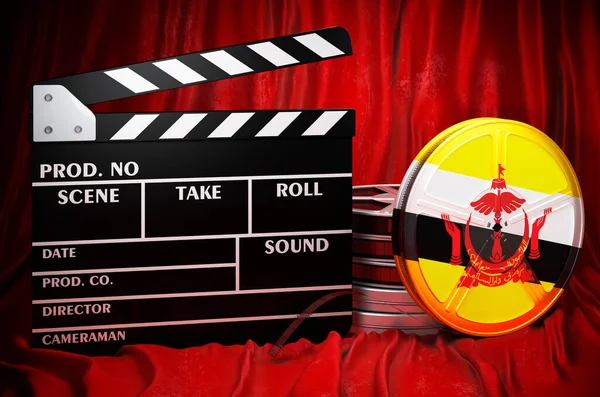 Bruneian Cinematography Film Industry Cinema Brunei Concept Clapperboard Film Reels — Fotografia de Stock