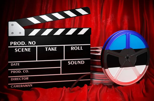 Estonian Cinematography Film Industry Cinema Estonia Concept Clapperboard Film Reels — 图库照片