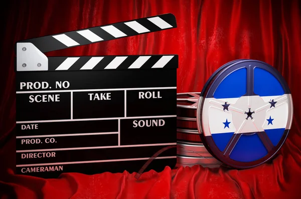 Honduranian Cinematography Film Industry Cinema Honduras Concept Clapperboard Film Reels — 图库照片