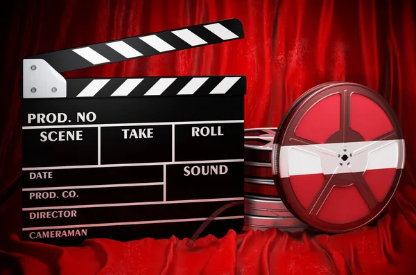 Latvian Cinematography Film Industry Cinema Latvia Concept Clapperboard Film Reels — 图库照片