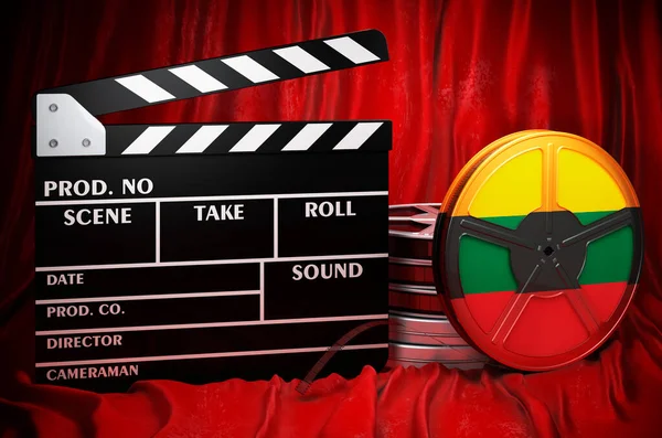 Lithuanian Cinematography Film Industry Cinema Lithuania Concept Clapperboard Film Reels — 图库照片