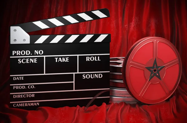 Moroccan Cinematography Film Industry Cinema Morocco Concept Clapperboard Film Reels — 图库照片