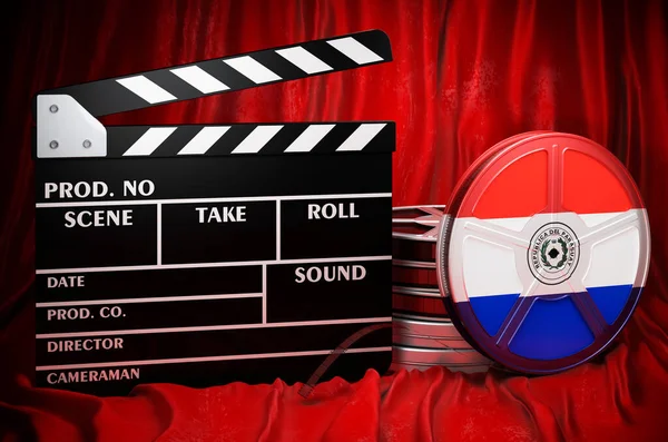 Paraguayan Cinematography Film Industry Cinema Paraguay Concept Clapperboard Film Reels — Fotografia de Stock
