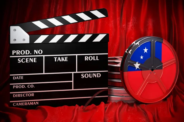 Samoan Cinematography Film Industry Cinema Samoa Concept Clapperboard Film Reels — Fotografia de Stock