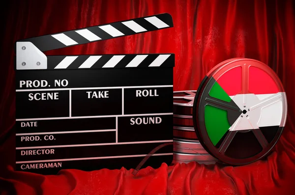 Sudanese Cinematography Film Industry Cinema Sudan Concept Clapperboard Film Reels — 图库照片