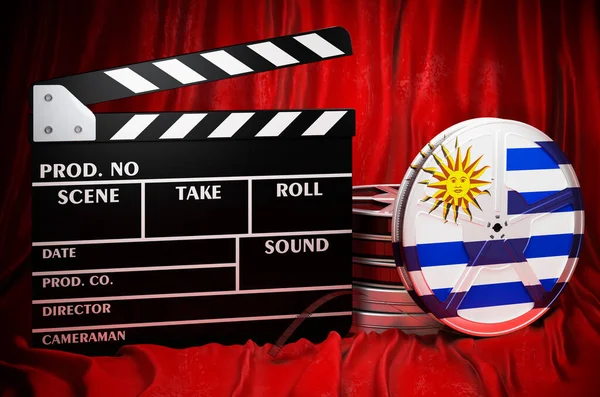 Uruguayan Cinematography Film Industry Cinema Uruguay Concept Clapperboard Film Reels — ストック写真