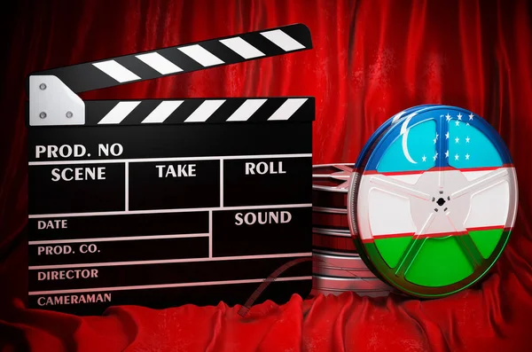Uzbek Cinematography Film Industry Cinema Uzbekistan Concept Clapperboard Film Reels — ストック写真