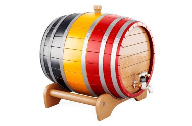 Wooden barrel with Chadian flag, 3D rendering isolated on white background