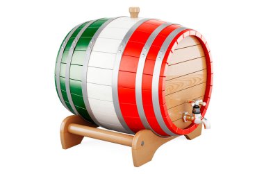 Wooden barrel with Irish flag, 3D rendering isolated on white background