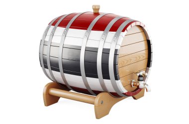 Wooden barrel with Thai flag, 3D rendering isolated on white background