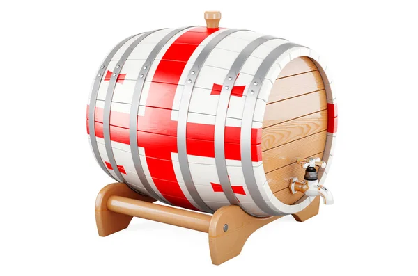 Wooden barrel with Georgian flag, 3D rendering isolated on white background