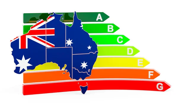 Australian Map Energy Efficiency Rating Rendering Isolated White Background — стокове фото