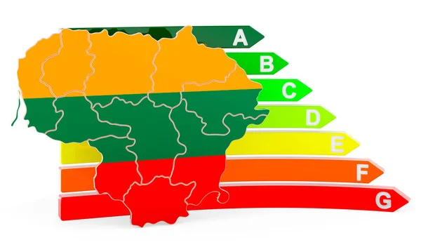 Lithuanian Map Energy Efficiency Rating Rendering Isolated White Background — Zdjęcie stockowe