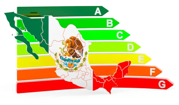 Mexican Map Energy Efficiency Rating Rendering Isolated White Background — Stockfoto