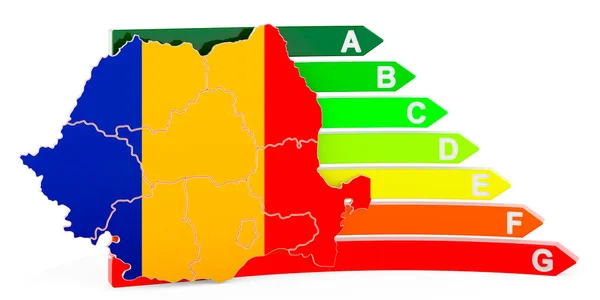 Romanian Map Energy Efficiency Rating Rendering Isolated White Background — 图库照片