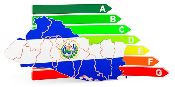 Salvadoran Map Energy Efficiency Rating Rendering Isolated White Background — Stock Photo, Image