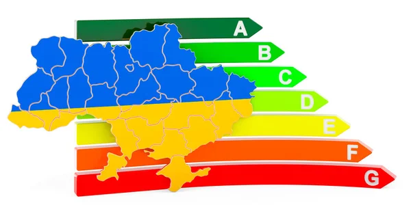 Ukrainian Map Energy Efficiency Rating Rendering Isolated White Background — стокове фото